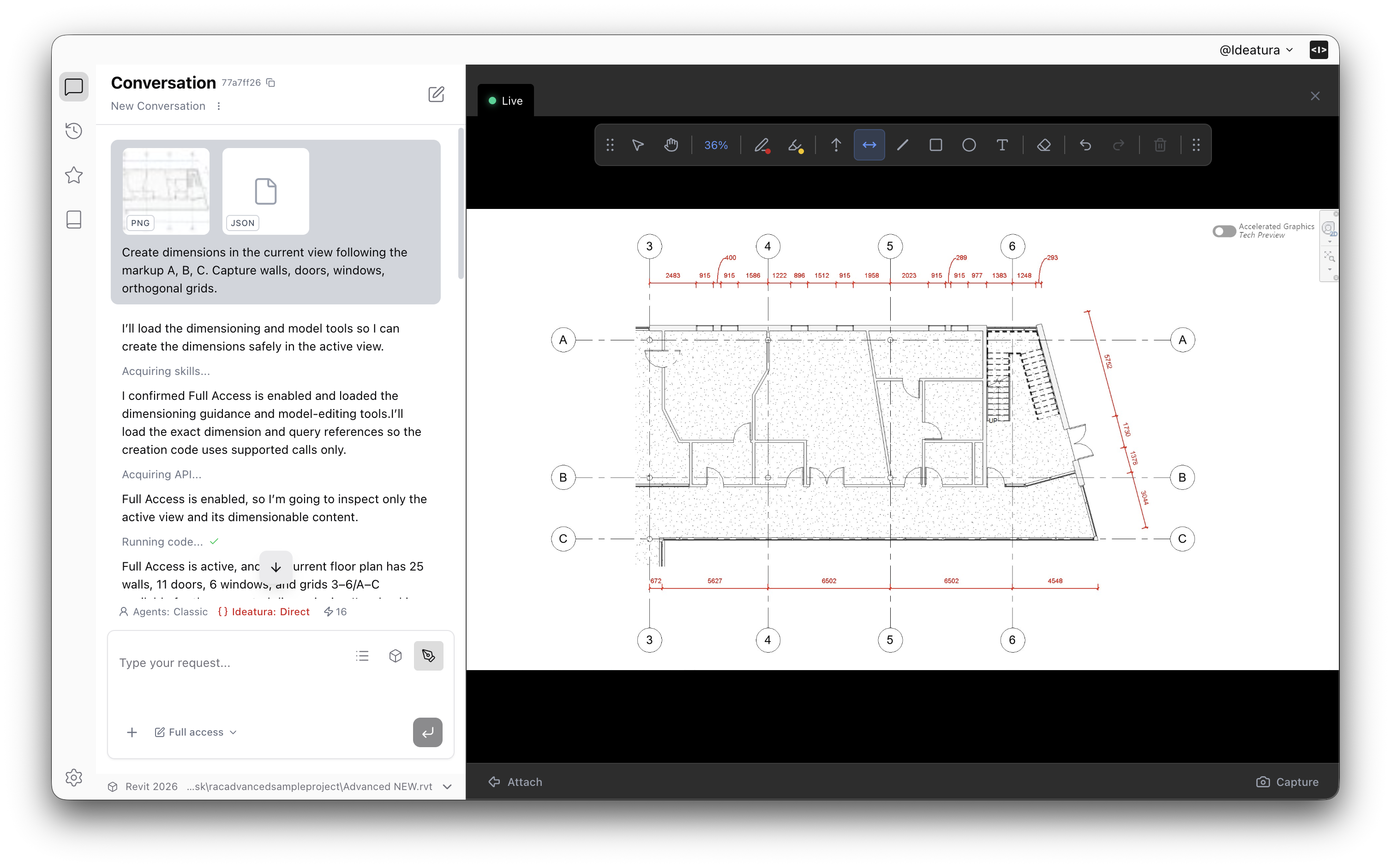 A change applied live in the Revit model
